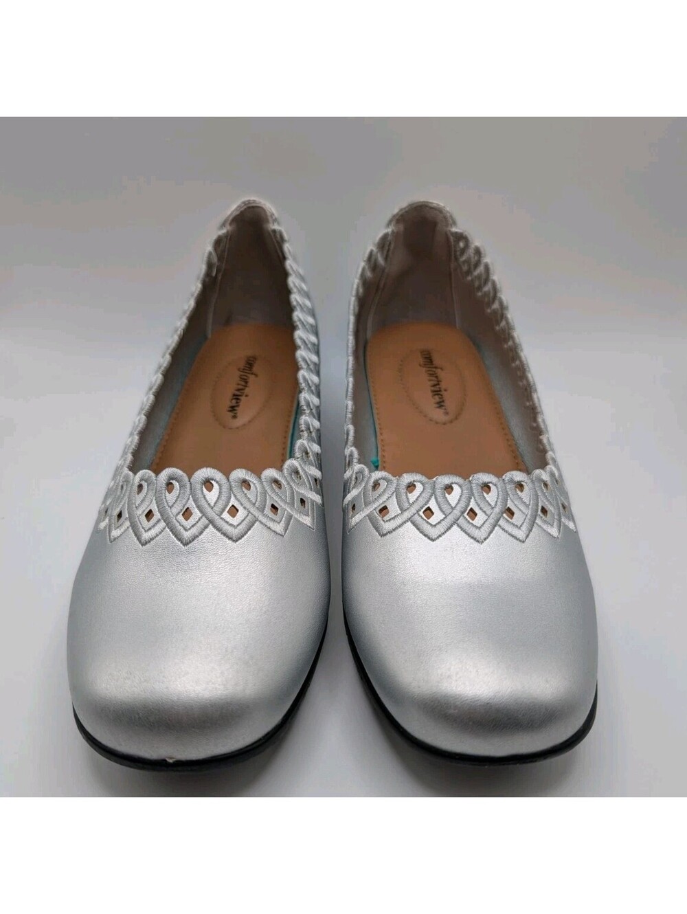 Comfortview The Vivi Slip On FlatSilver Women's Size 7.5WW